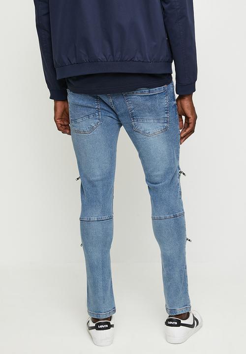 Brave Soul - Blue Wash Denim Skinny Jean - Blue Long Length