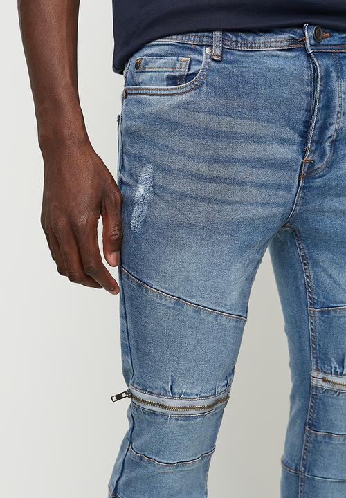 Brave Soul - Blue Wash Denim Skinny Jean - Blue Long Length