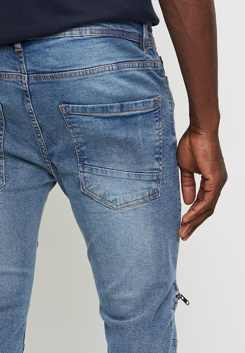 Brave Soul - Blue Wash Denim Skinny Jean - Blue Long Length