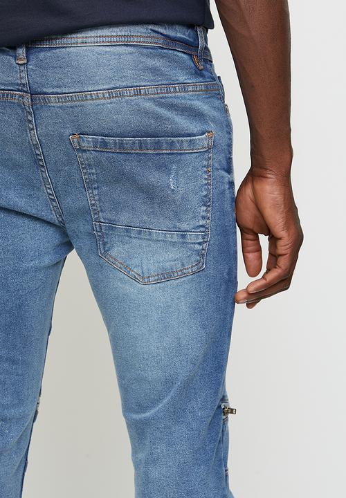 Brave Soul - Blue Wash Denim Skinny Jean - Blue Reg Length