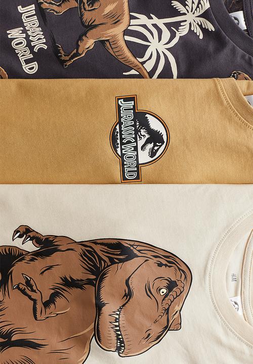 H&M - 3-Pack printed T-shirts - beige/jurassic world