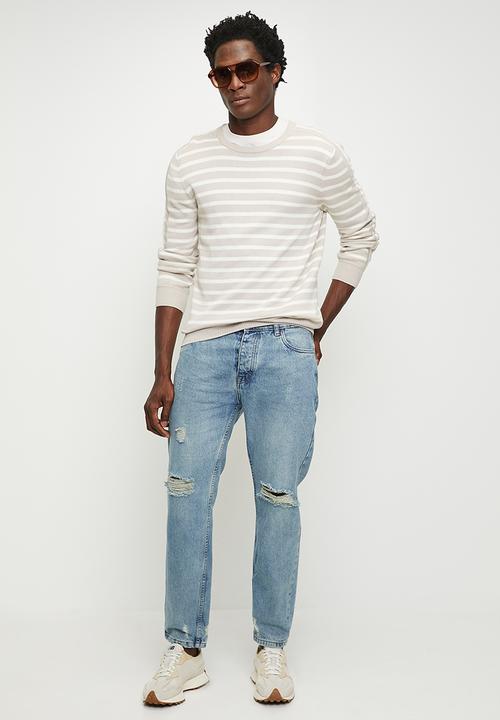 Brave Soul - Loose Fit Denim Jean - Light Blue Wash Regular Length