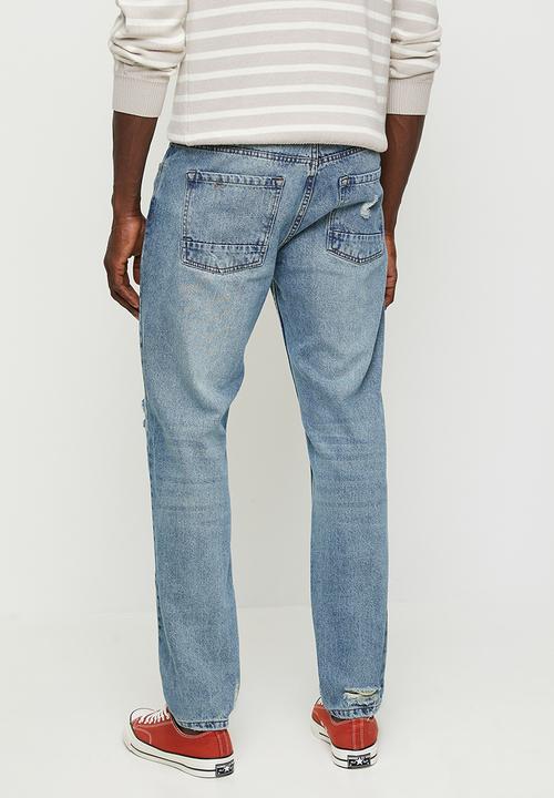 Brave Soul - Loose Fit Denim Jean - Light Blue Wash Long Length