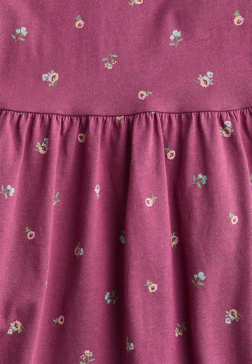 H&M - Patterned cotton dress - dark pink/floral 