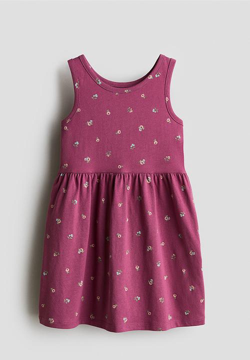 H&M - Patterned cotton dress - dark pink/floral 
