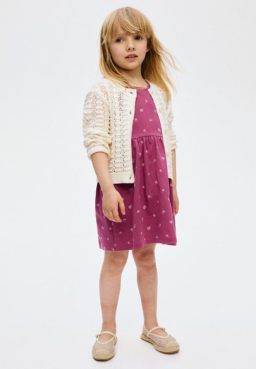 H&M - Patterned cotton dress - dark pink/floral 
