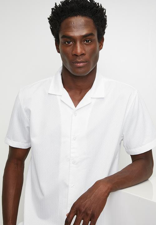 Brave Soul - Revere Collar Shirt  - Off White