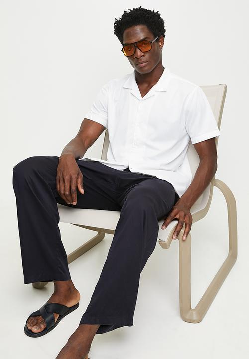 Brave Soul - Revere Collar Shirt  - Off White