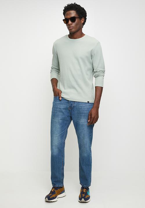 Brave Soul - Loose Fit Denim Jean - Mid Blue Wash Regular Length