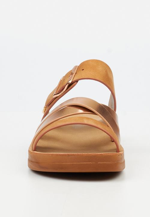 Butterfly Feet - Toma 1 Two Strap Slide - Brown
