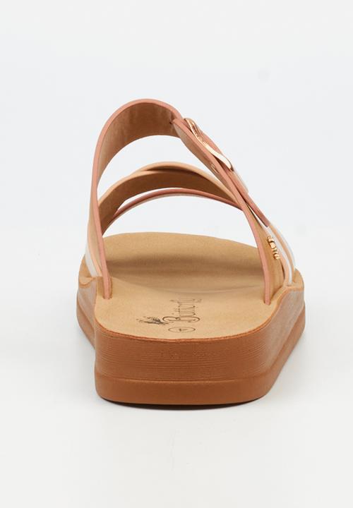 Butterfly Feet - Toma 1 Two Strap Slide - Brown