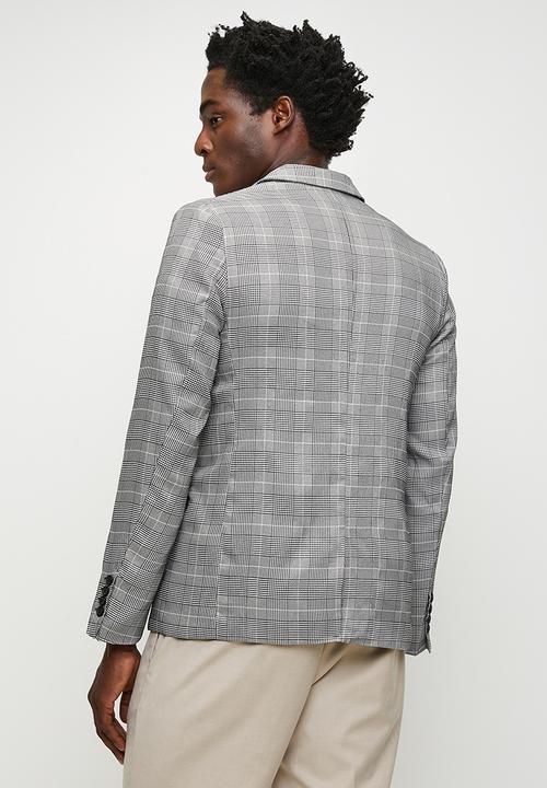 Brave Soul - Light Grey Check Blazer - Light Grey Check