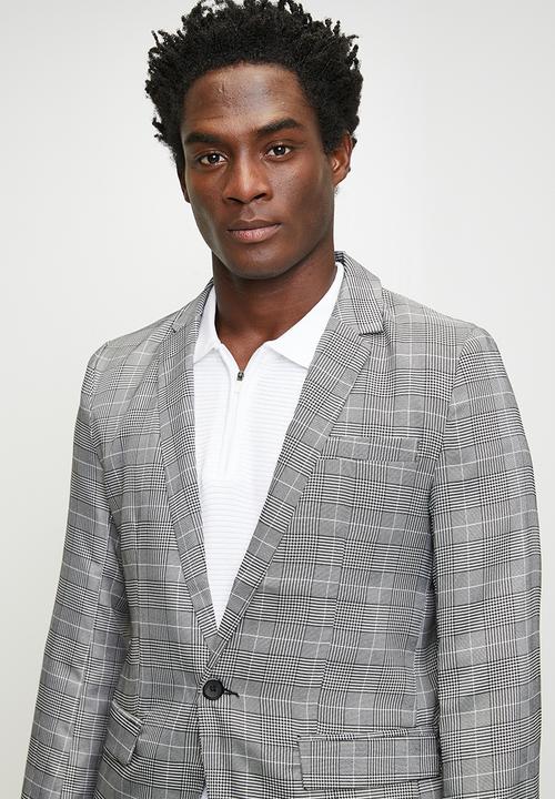 Brave Soul - Light Grey Check Blazer - Light Grey Check