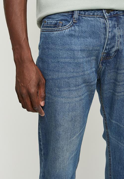 Brave Soul - Loose Fit Denim Jean - Mid Blue Wash Long Length