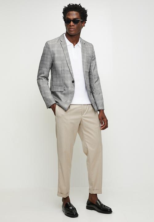 Brave Soul - Light Grey Check Blazer - Light Grey Check