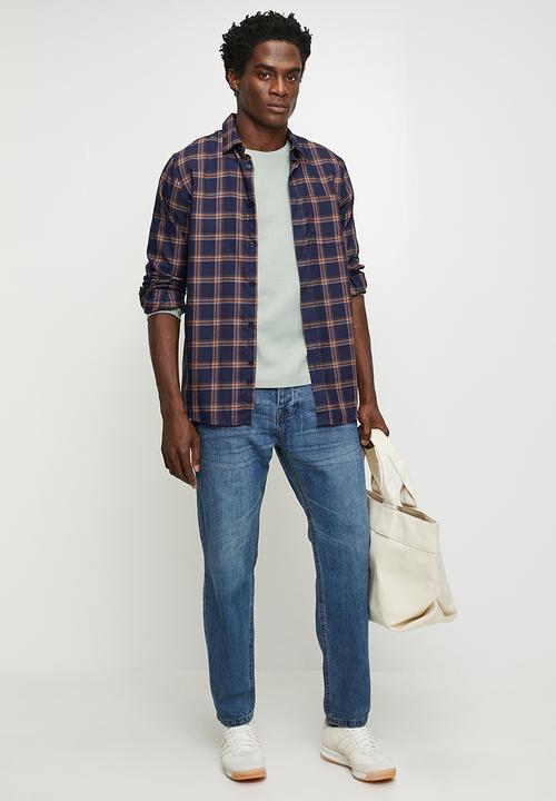 Brave Soul - Loose Fit Denim Jean - Mid Blue Wash Long Length