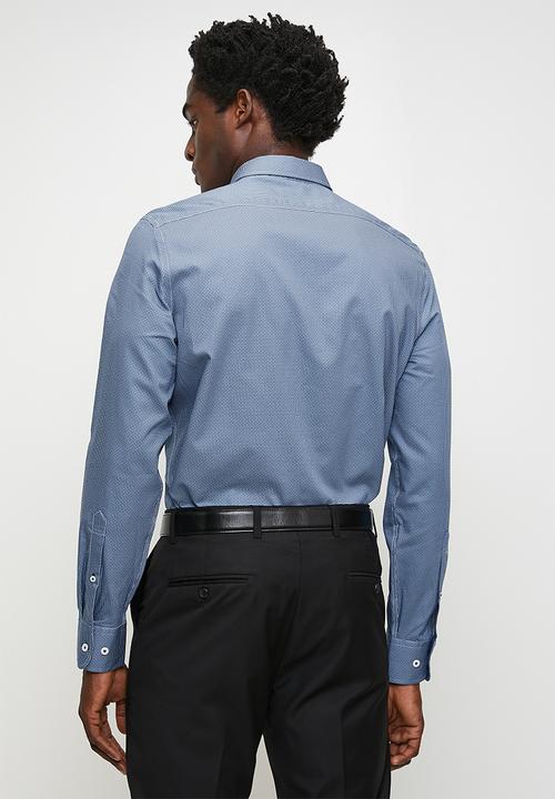 POLO - Buck long sleeve micro print shirt - blue	