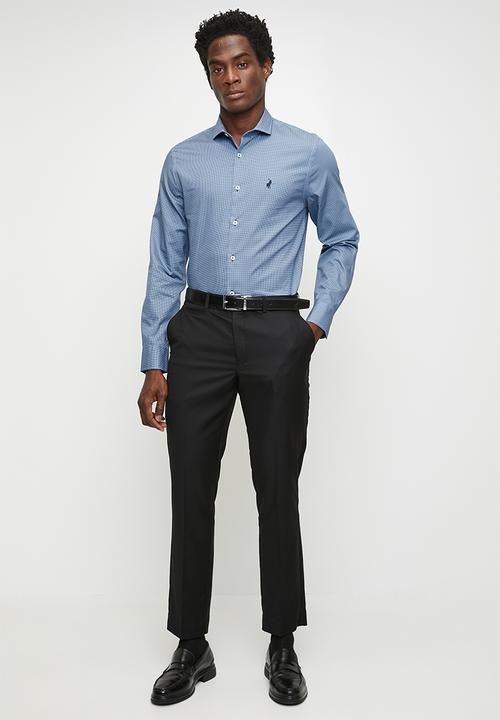 POLO - Buck long sleeve micro print shirt - blue	