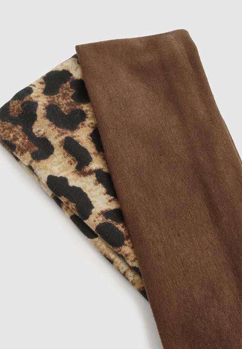 boohoo - 2 Pack Leopard Jersey Headbands - Leopard