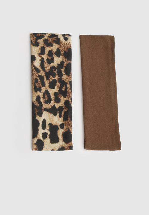 boohoo - 2 Pack Leopard Jersey Headbands - Leopard