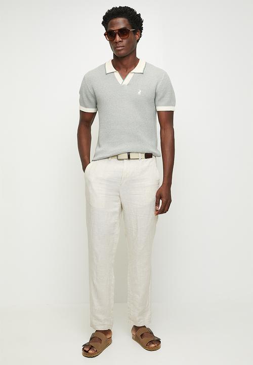 POLO - Andy textured tipped knitted golfer - green