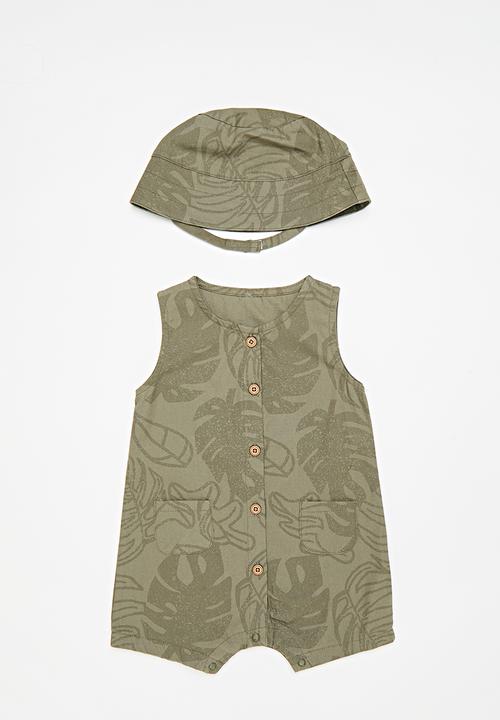 Pop Candy - Romper & bucket hat - khaki