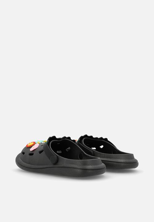 Pop Candy - Closed toe slides- black