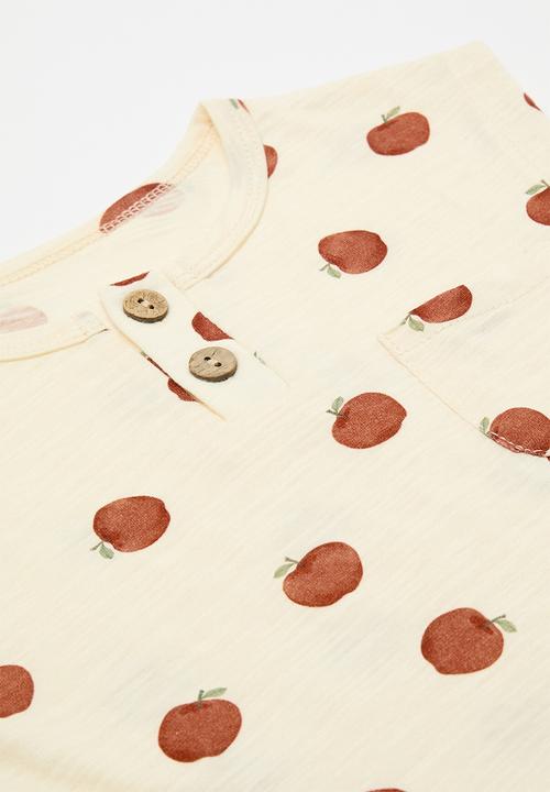 Pop Candy - Shorts & tee set - floral white/apples