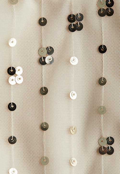 H&M - Sequined tulle dress - light beige
