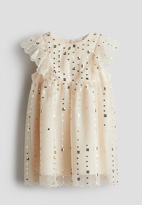 H&M - Sequined tulle dress - light beige