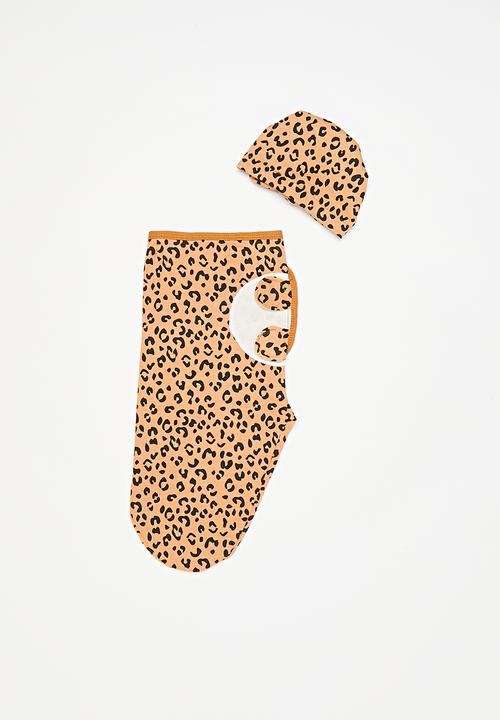 Pop Candy - Printed swaddle and headwrap set - brown