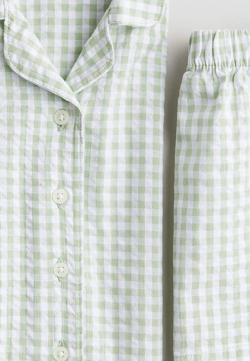 H&M - Cotton pyjamas - light green & white checked