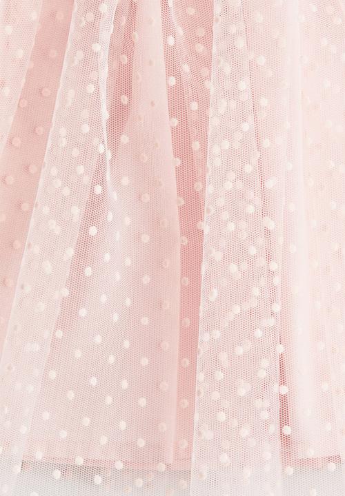 H&M - Flock-print tulle skirt - light pink