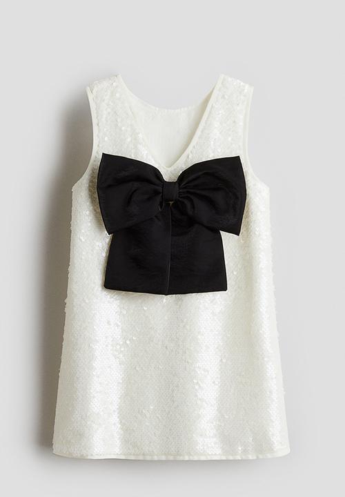 H&M - Bow-detail sequined dress - white & black