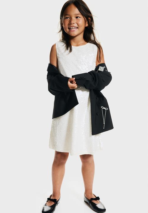 H&M - Bow-detail sequined dress - white & black