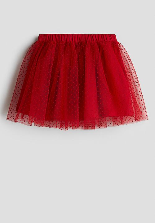 H&M - Flock-print tulle skirt - red