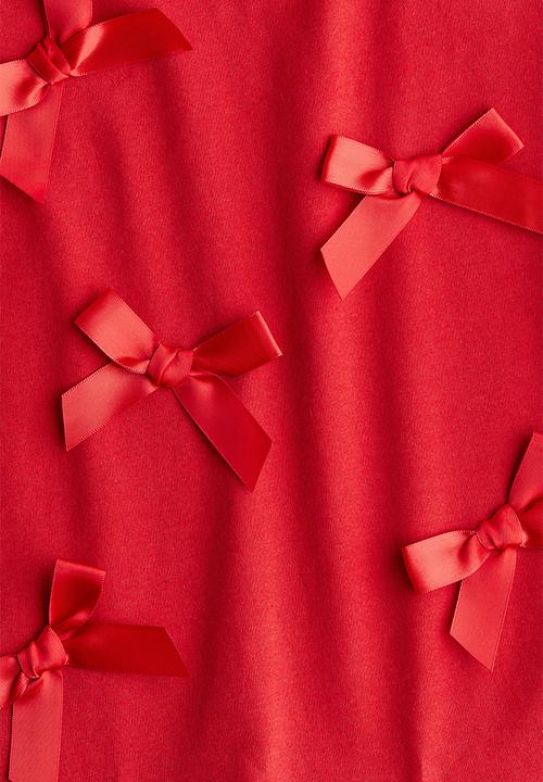 H&M - Bow-detail cotton t-shirt - red