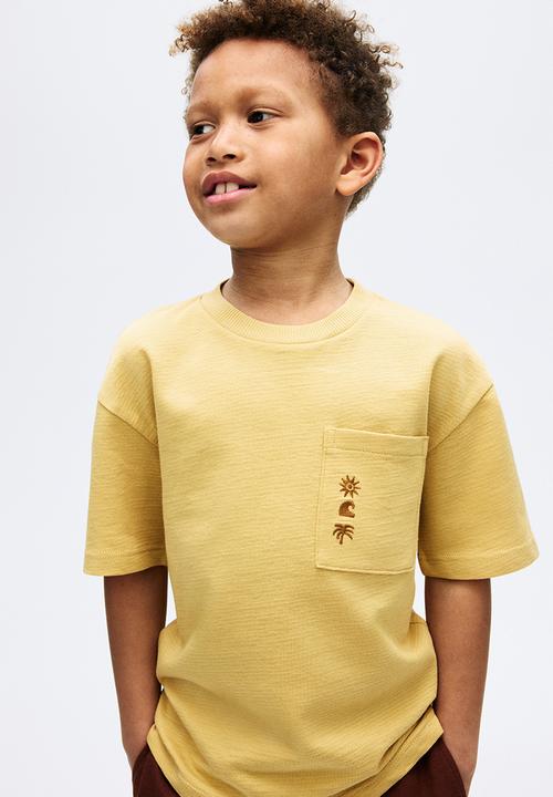 Embroidery-detail cotton t-shirt - yellow