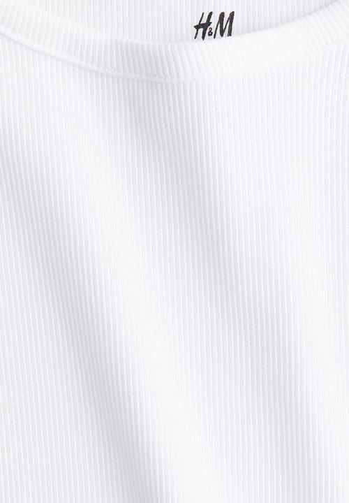 H&M - Ribbed cotton top - white