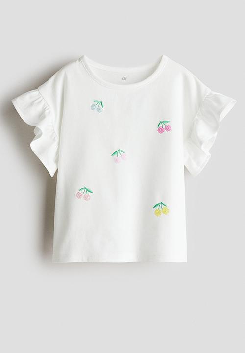 H&M - Sequined cotton top - white cherries