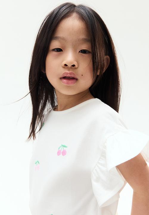 H&M - Sequined cotton top - white cherries