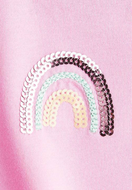 H&M - Sequined cotton top - pink rainbows
