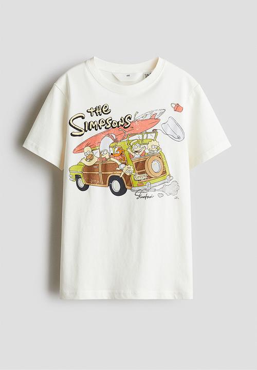 H&M - Print-motif cotton t-shirt - white/the simpsons