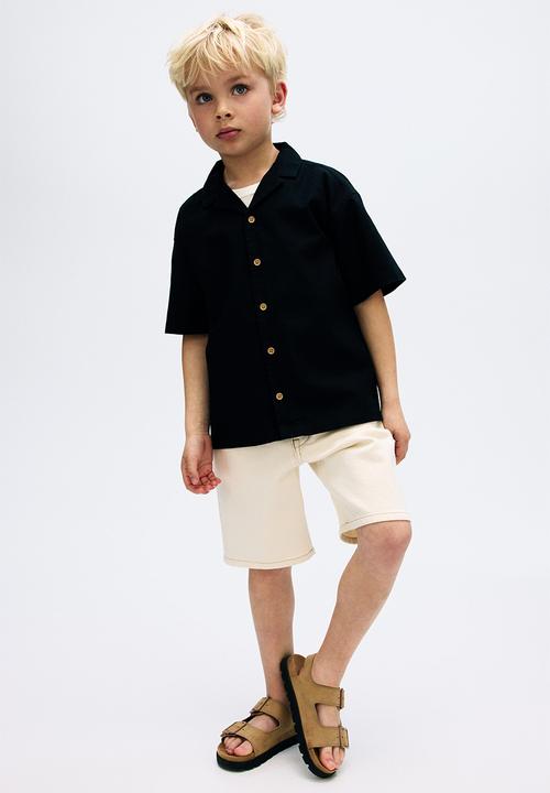 H&M - Linen-blend resort shirt - black