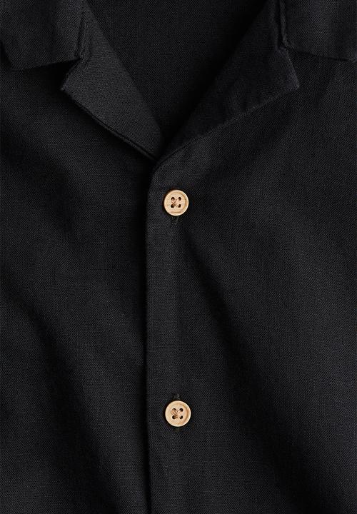H&M - Linen-blend resort shirt - black