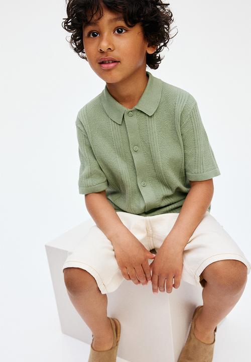 H&M - Textured-knit shirt - khaki green