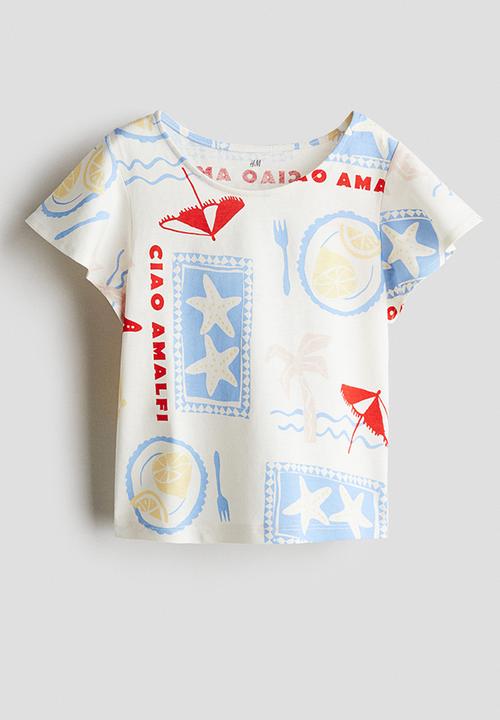 H&M - Flutter-sleeved cotton top - white ciao amalf