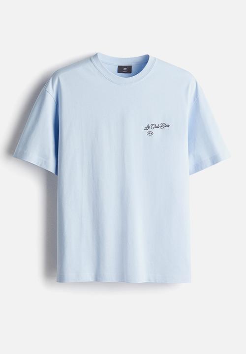 H&M - Loose fit printed t-shirt - light blue/le club bleu