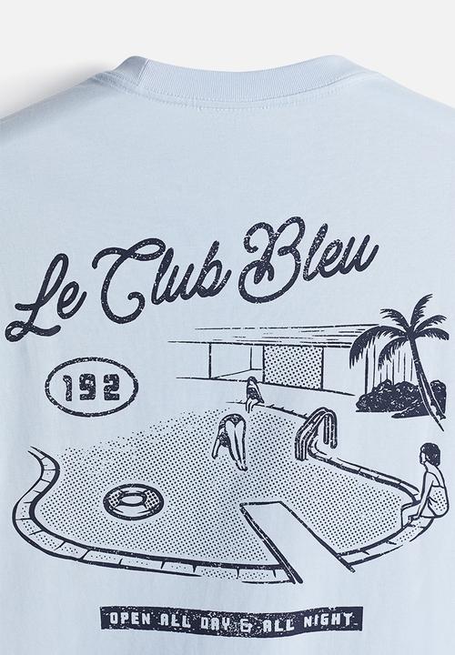 H&M - Loose fit printed t-shirt - light blue/le club bleu