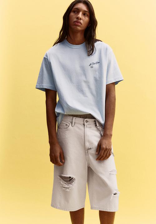 H&M - Loose fit printed t-shirt - light blue/le club bleu